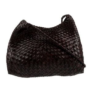 Dragon Diffusion Woven Leather Hobo in Dark Brown